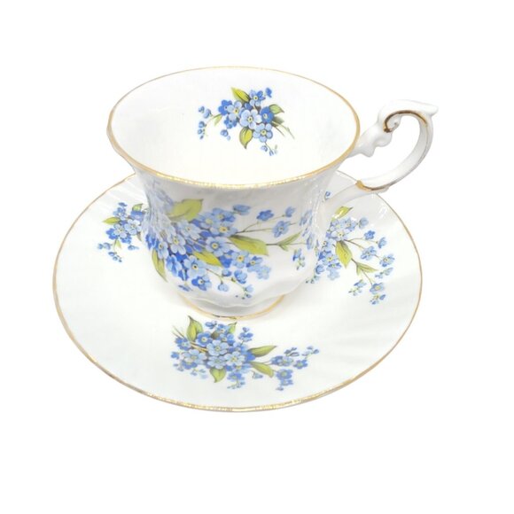 Queens China Tea Cup Saucer Blue Flowers. Rosina China Co. - Picture 1 of 4